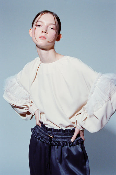 Puffy Tulle Ruffle  Blouse