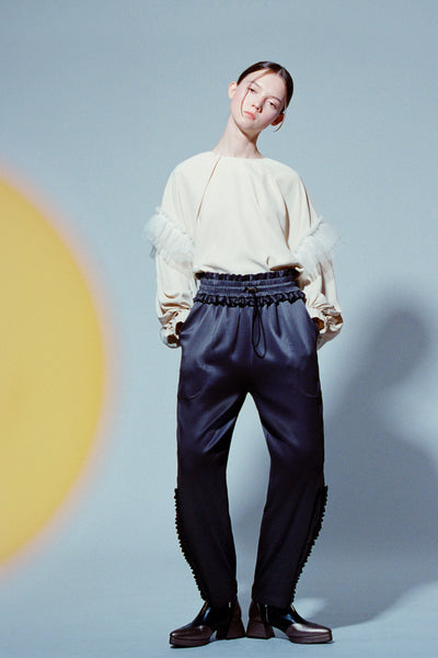 Puffy Tulle Ruffle  Blouse