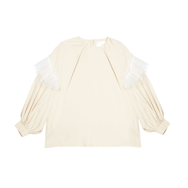 Puffy Tulle Ruffle  Blouse