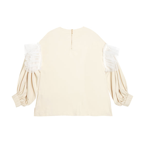 Puffy Tulle Ruffle  Blouse