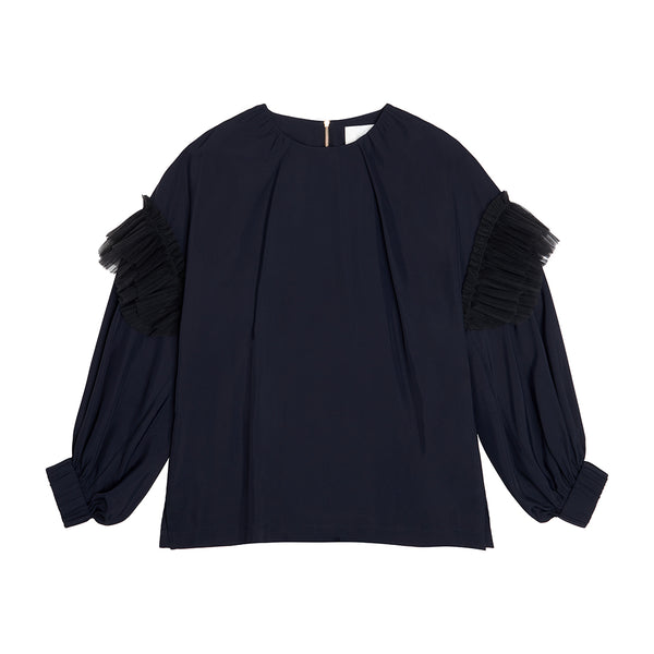 Puffy Tulle Ruffle  Blouse