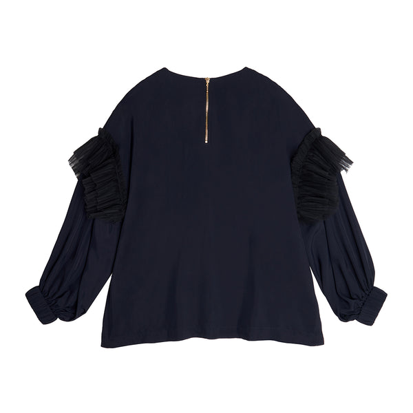 Puffy Tulle Ruffle  Blouse