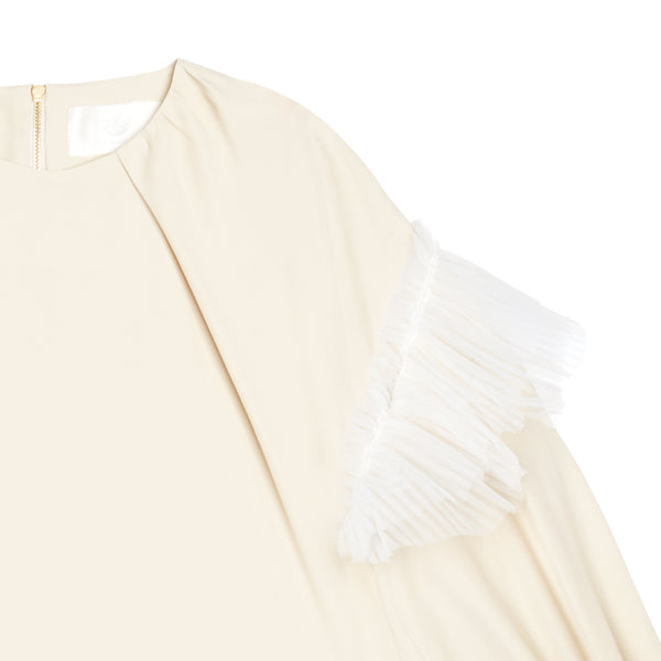 Puffy Tulle Ruffle  Blouse