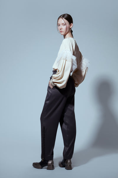 Puffy Tulle Ruffle  Blouse