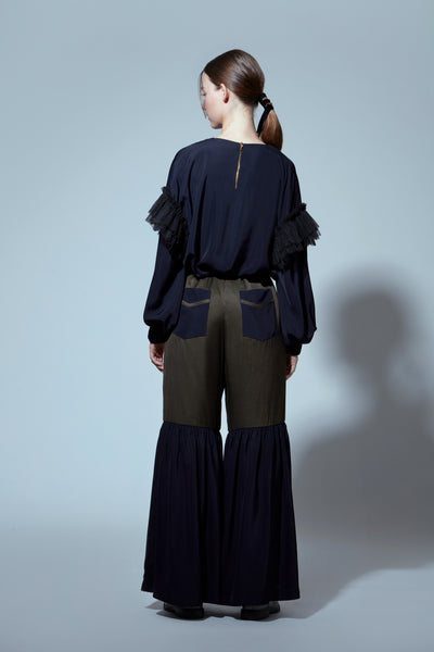 Puffy Tulle Ruffle  Blouse