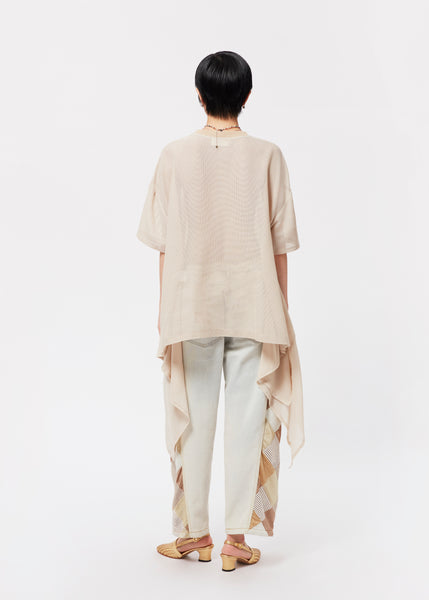 Mosaic Barrel Denim Pants/ Beige