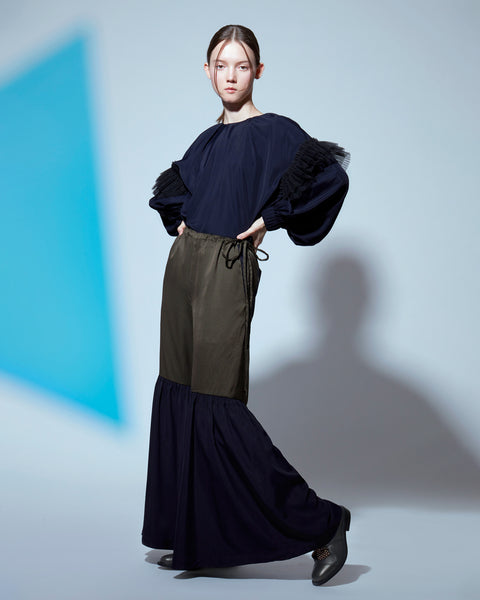 Puffy Tulle Ruffle  Blouse