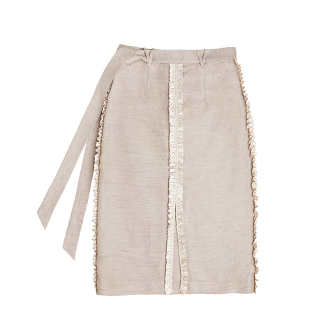 Sample/ Satin Frilled   Pencil Skirt