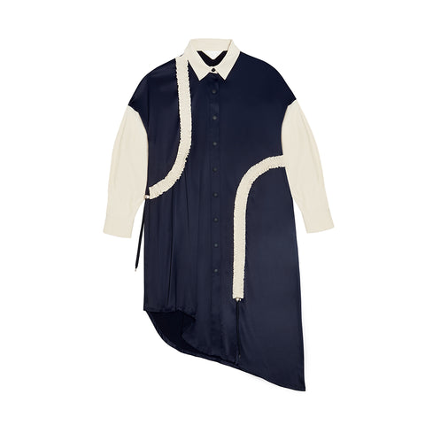 Sample/ Asymmetrical  Ruffle-Trim Shirt Dress
