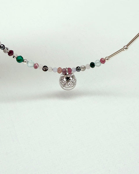 Orbit Cat Gem Necklace
