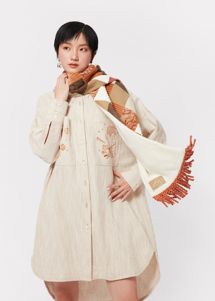 Sketch Embroidery Shirt Dress