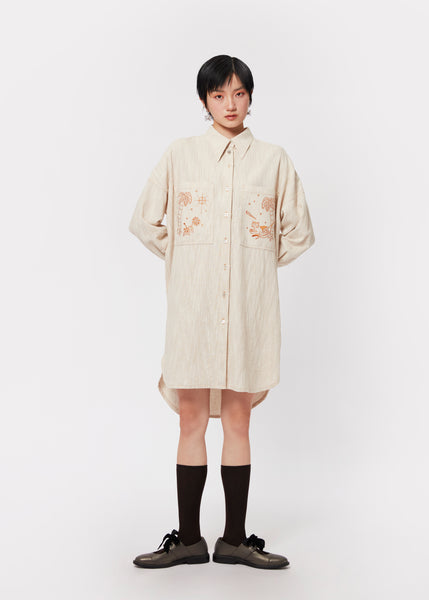 Sketch Embroidery Shirt Dress