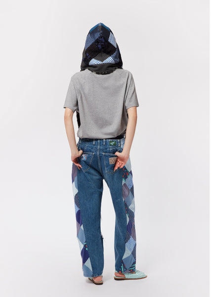 Mosaic Barrel Denim Pants/ Navy