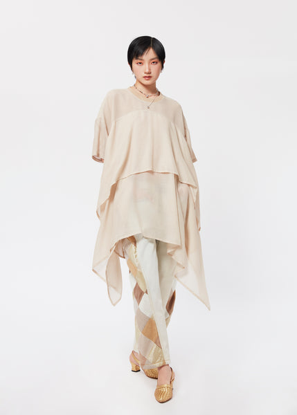Mosaic Barrel Denim Pants/ Beige