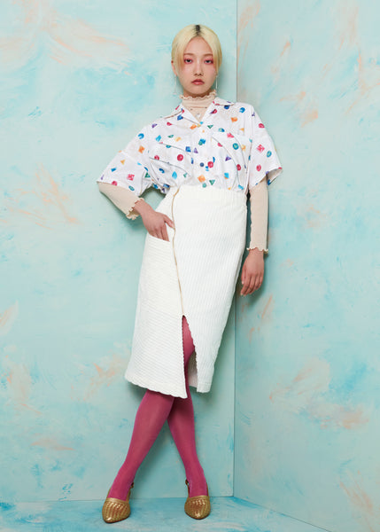 Diagnoal-cut Pencil Skirt