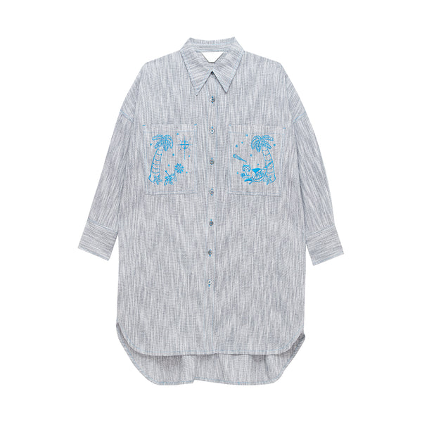 Sketch Embroidery Shirt Dress