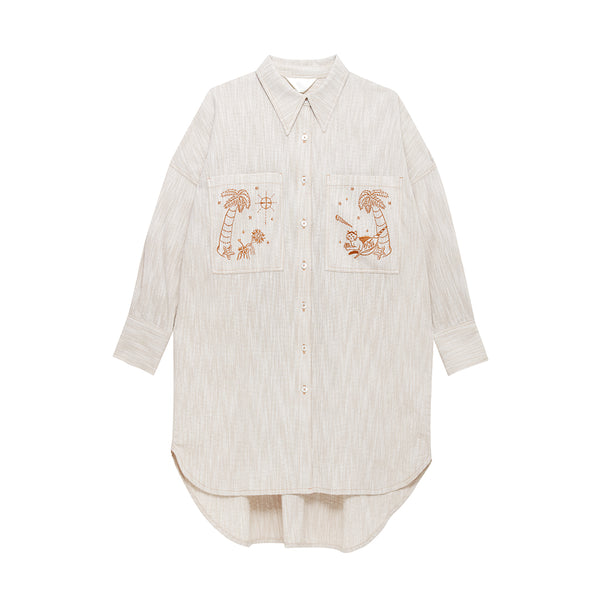 Sketch Embroidery Shirt Dress