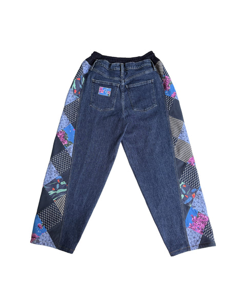 Mosaic Barrel Denim Pants/ Navy