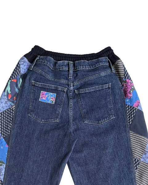 Mosaic Barrel Denim Pants/ Navy