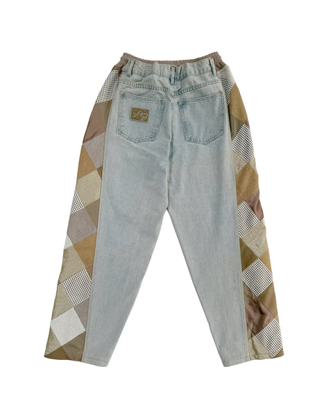 Mosaic Barrel Denim Pants/ Beige