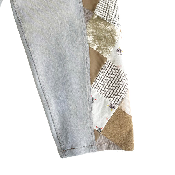 Mosaic Barrel Denim Pants/ Beige