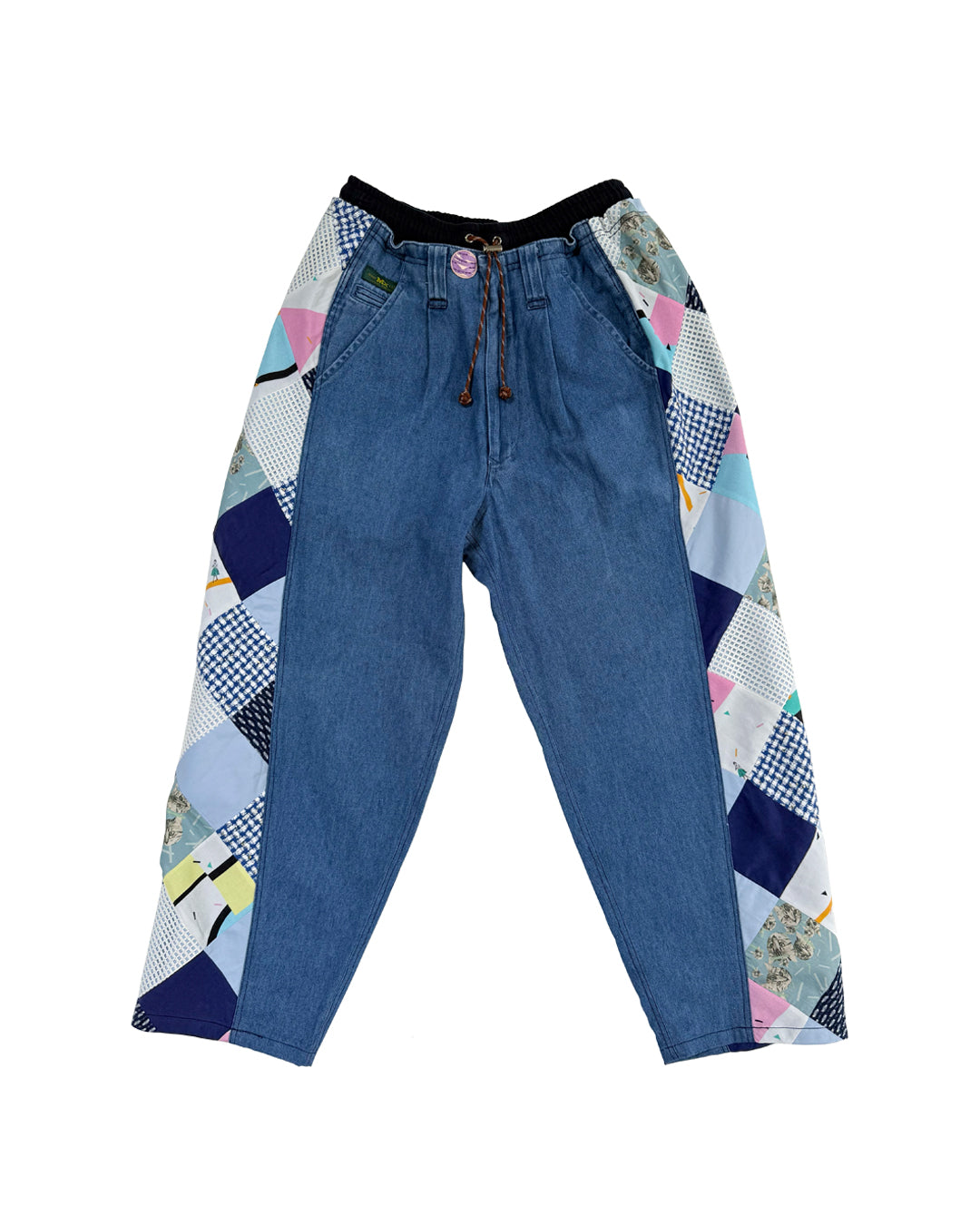 Mosaic Barrel Denim Pants/ Blue x Pink – VL BY VEE