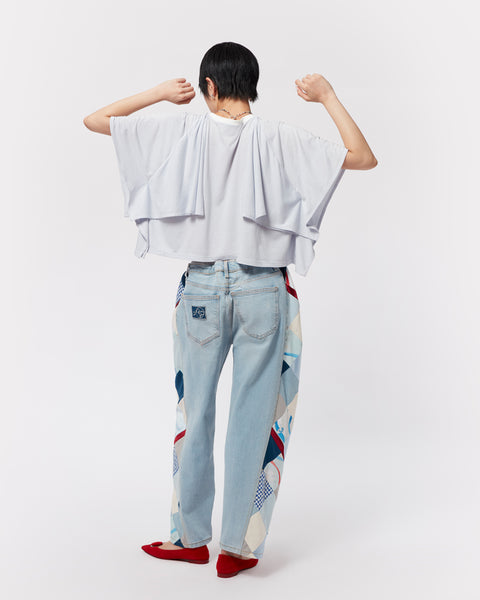 Mosaic Barrel Denim Pants/ Light Blue