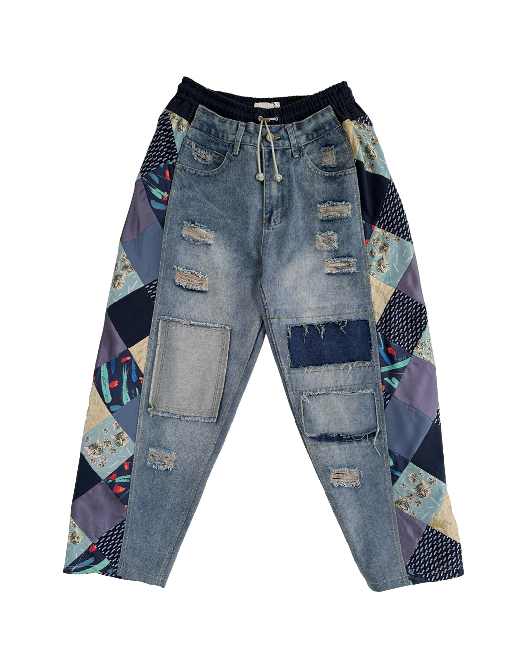 Mosaic Barrel Denim Pants/ Damage Blue – VL BY VEE
