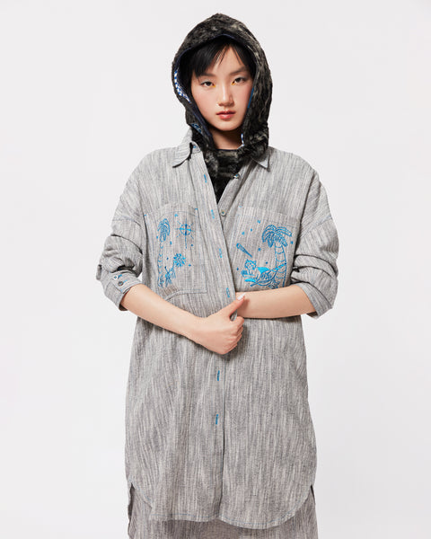 Sketch Embroidery Shirt Dress