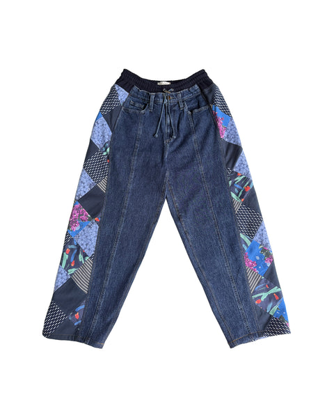 Mosaic Barrel Denim Pants/ Navy