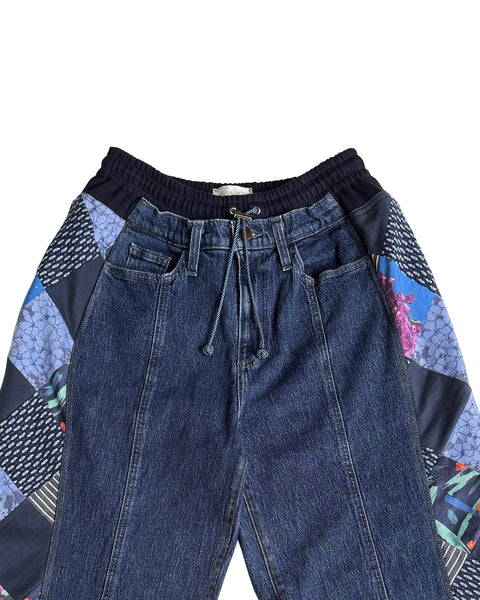 Mosaic Barrel Denim Pants/ Navy