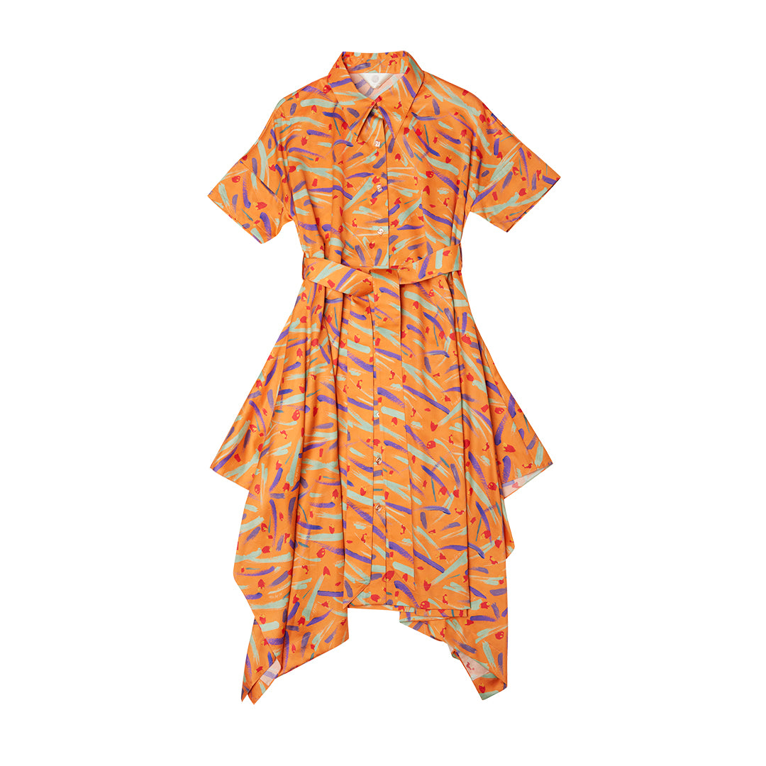 Sample/ Brush Stroke Print Shirt Dress